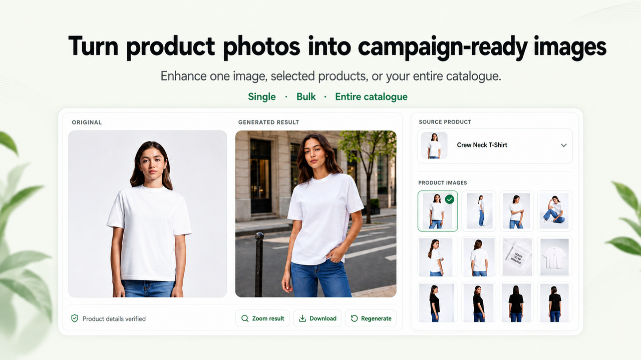 Before and after LumenCart AI product photo preview